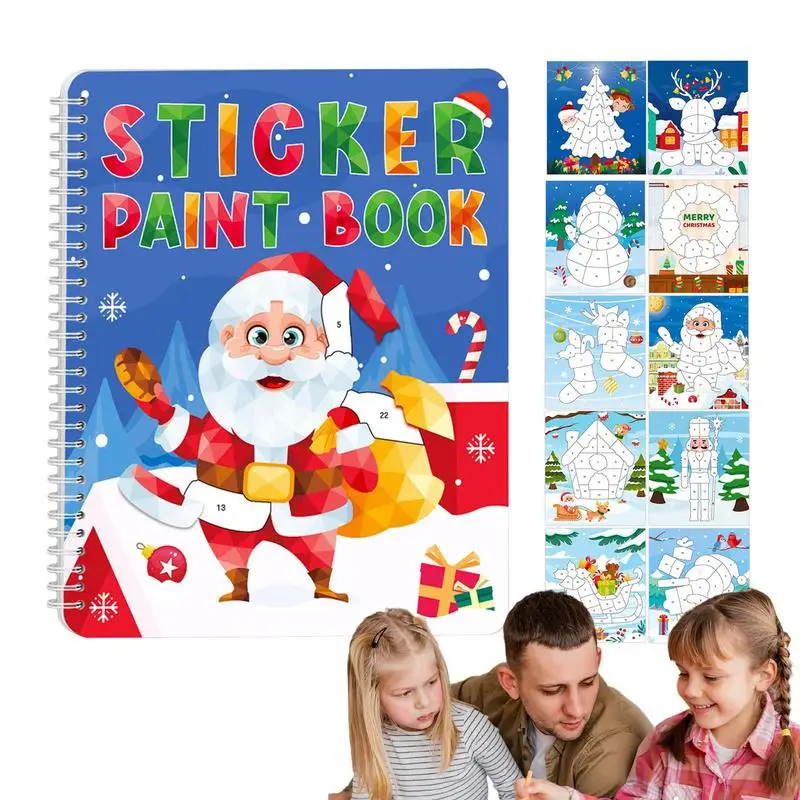 Sticker Art Books For Kids Christmas Theme Reusable Stickers Books Fine Motor Skills Toys Preschool Learning Activities