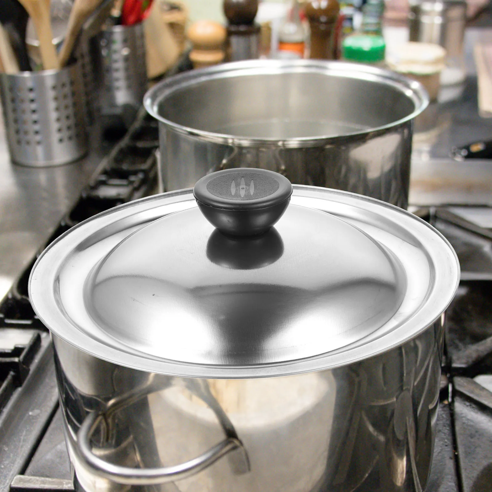 

Stainless Steel Lid Pan Metal Kitchen Lids Universal for Cooking Cast Iron Skillet Frying with