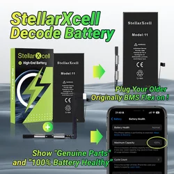 StellarXcell-Decode Battery for iPhone, OEM TI Battery, iPhone 11 ProMax 12,13mini 14Pro 15Plus  100% healthy 0cycles