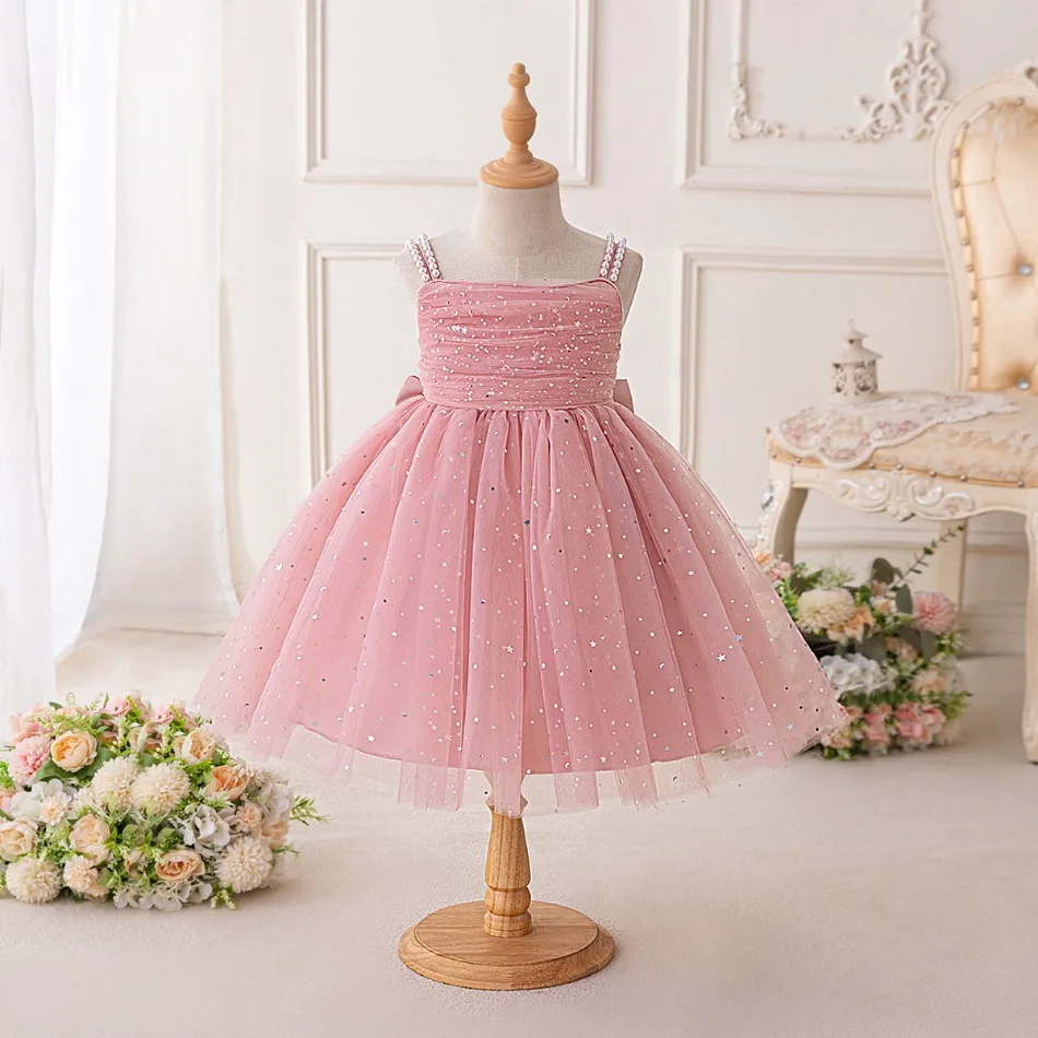 

Girls Shining Sequin Party Dress Fashion Tulle Princess Birthday Prom Dresses for Kids Wedding Bridesmaid Evening Costume ASQ03