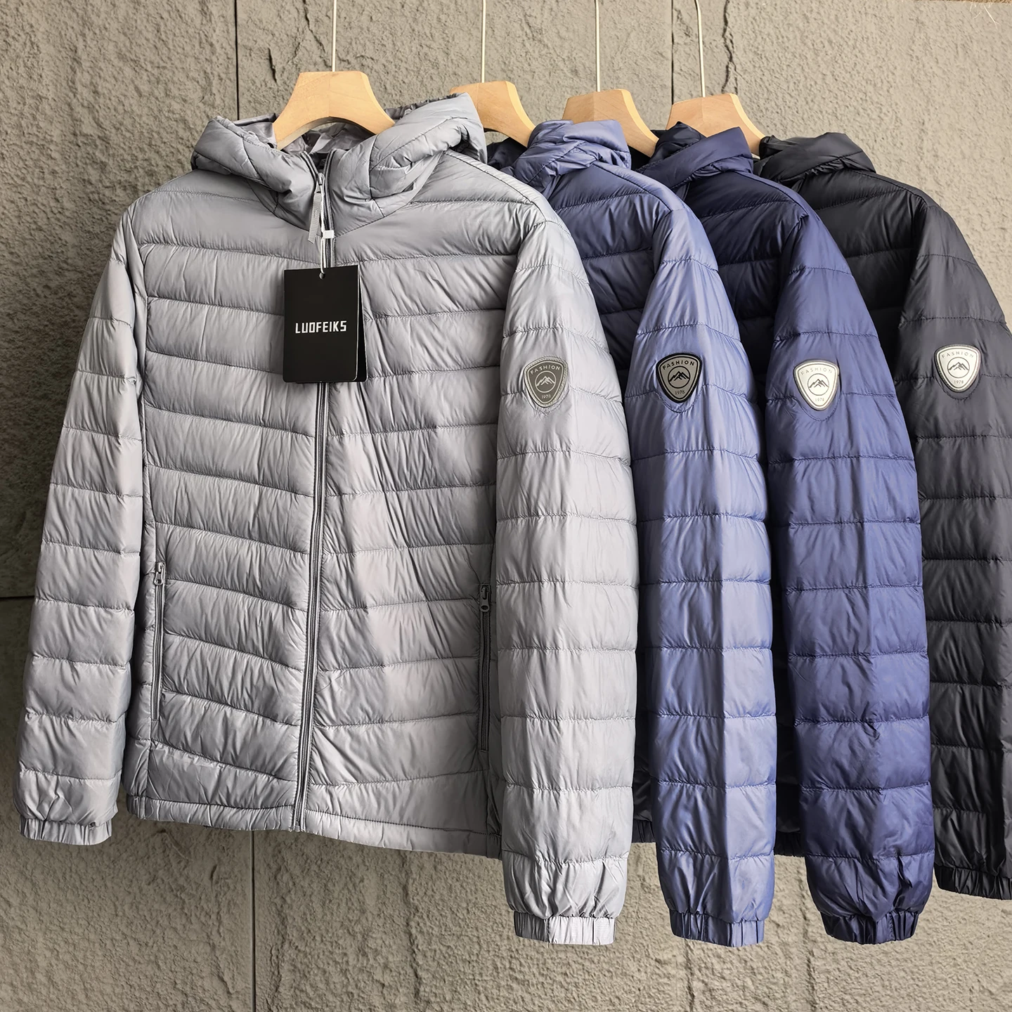 

Lightweight Puffer Jaet Men's Winter Coat High Loosen Du down Hooded Waterproof Faionable Urban Casual Sle