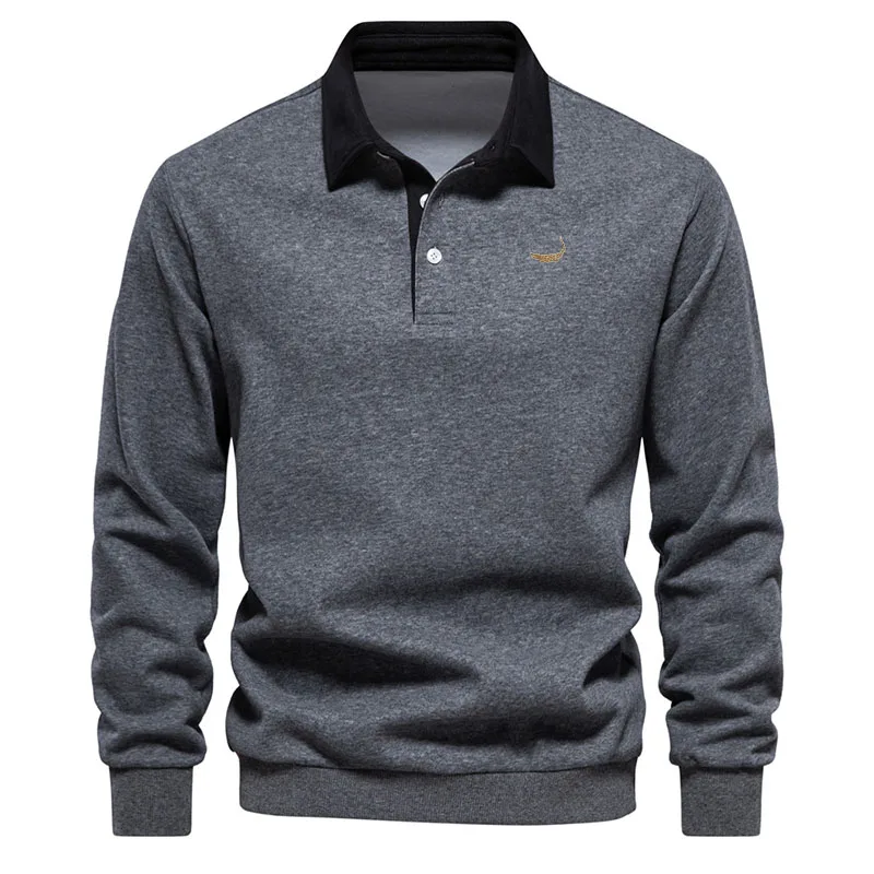 New Spirng Fashion Design Polo Neck Sweatshirts for Men Casual and Social Wear Quality Cotton Blend Mens Sweatshirts