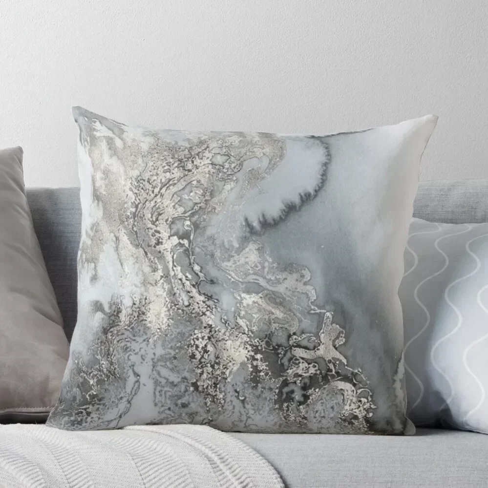 

gray silver snow marble print Throw Pillow Pillow Cases Throw Pillow