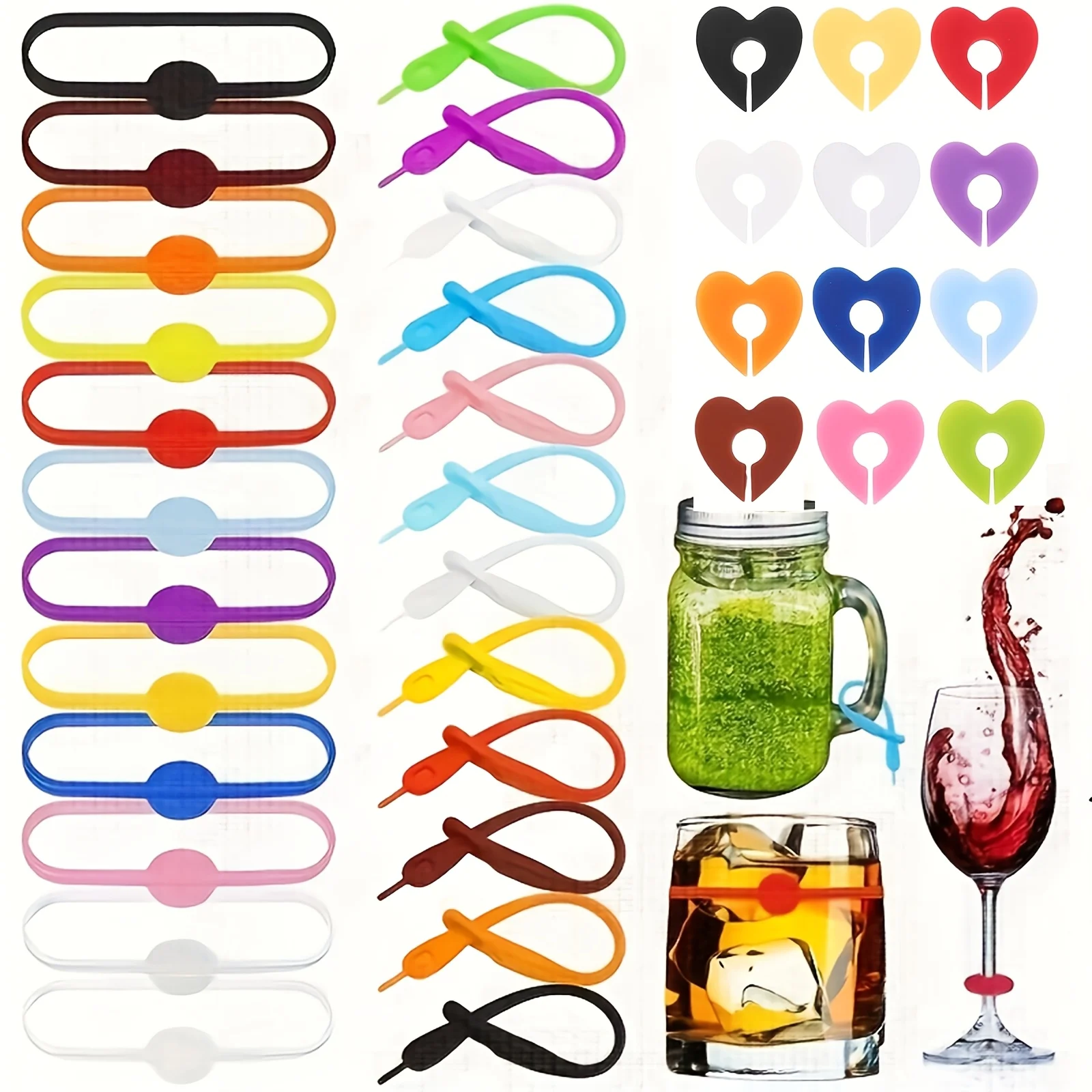 Silicone Wine Glass Marker Juice Champagne Cup Goblet Label Mug Tag Bar Wedding Identification Color Random Party Tools