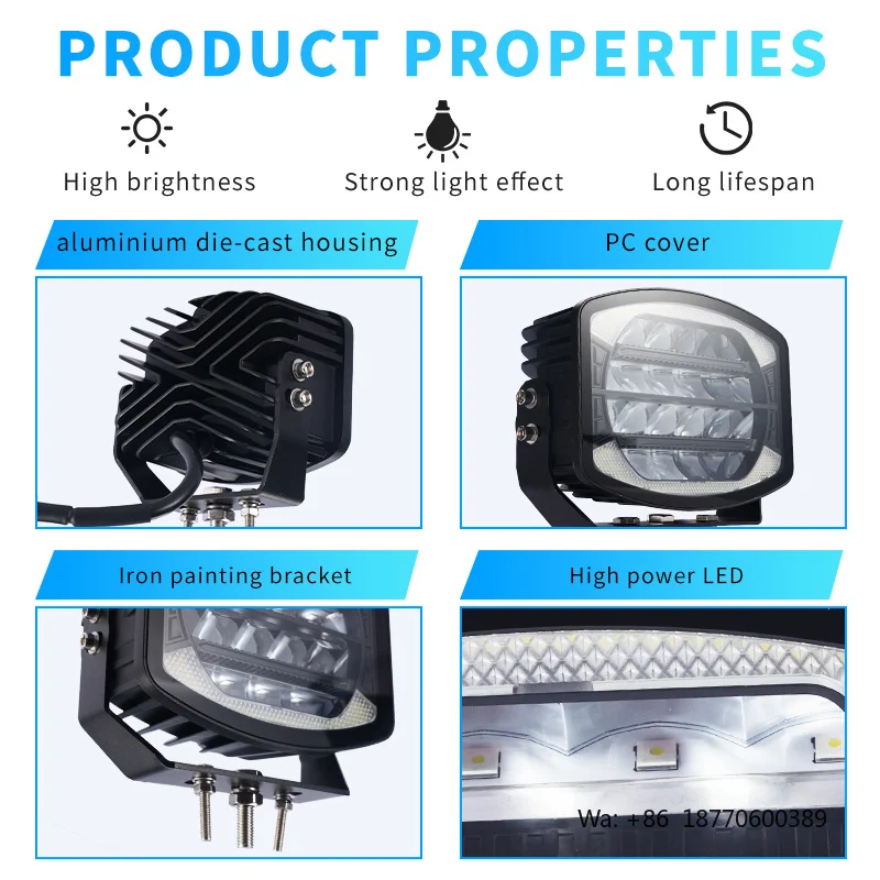 High Quality 90W Auto LED Headlight Super Bright 5/7/9 Inch RGB Headlamp High/Low Beam for Cars Off-Road Vehicles New Condition