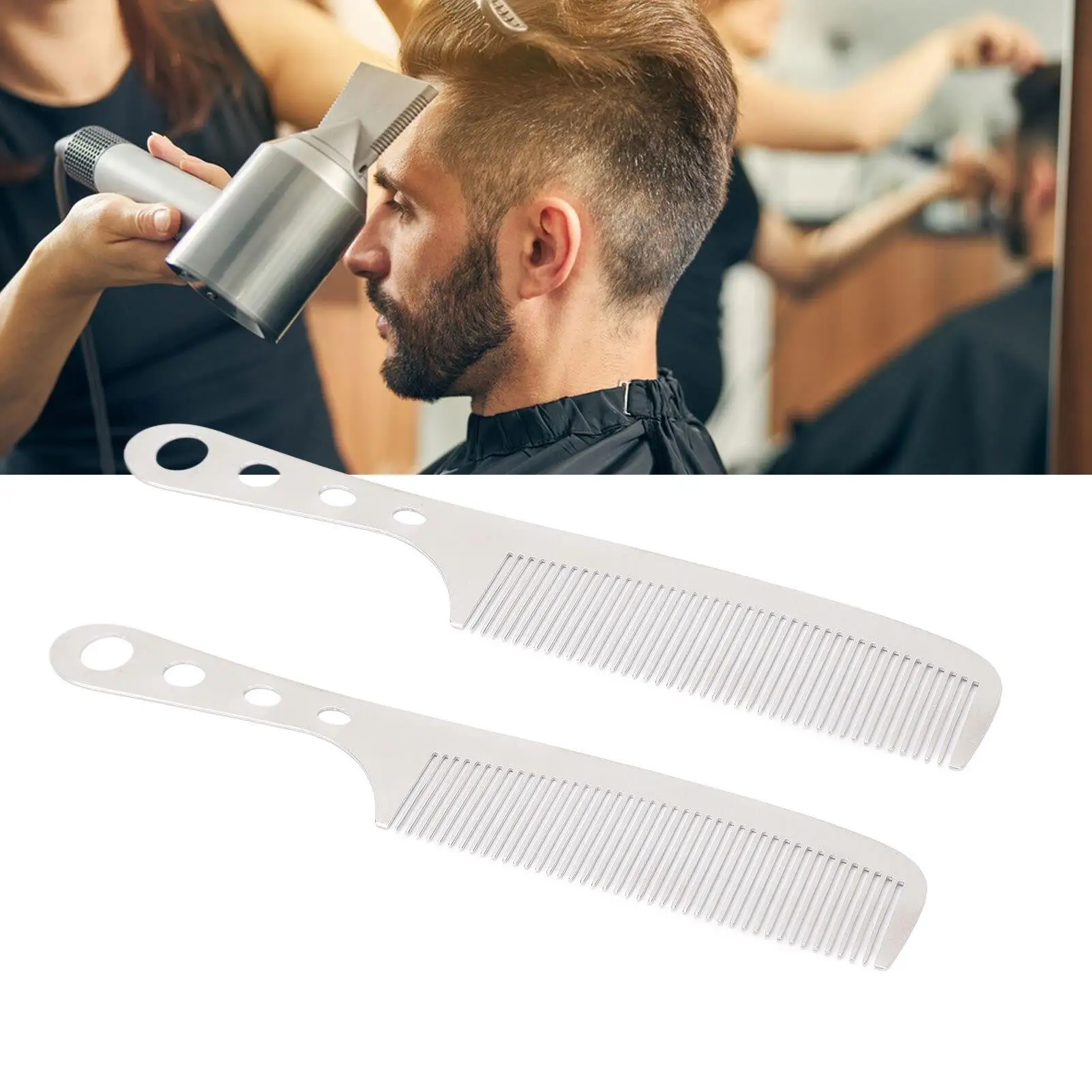 Professional Stainless Steel Barber Comb - High-Temperature Resistant, Rustproof & Anti-Static for salon Use