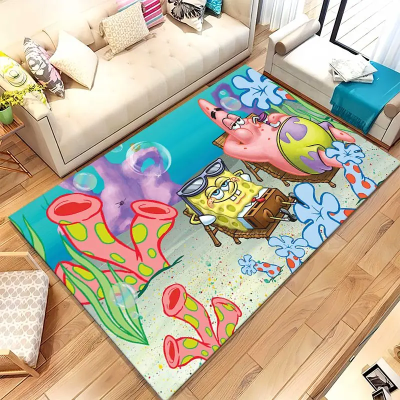 Bikini Bottom S-SpongeBob Cartoon Soft Non-Slip Large Area Rug for Living Room,Bedroom Playroom Carpet Mat for Sofa,Home Decor