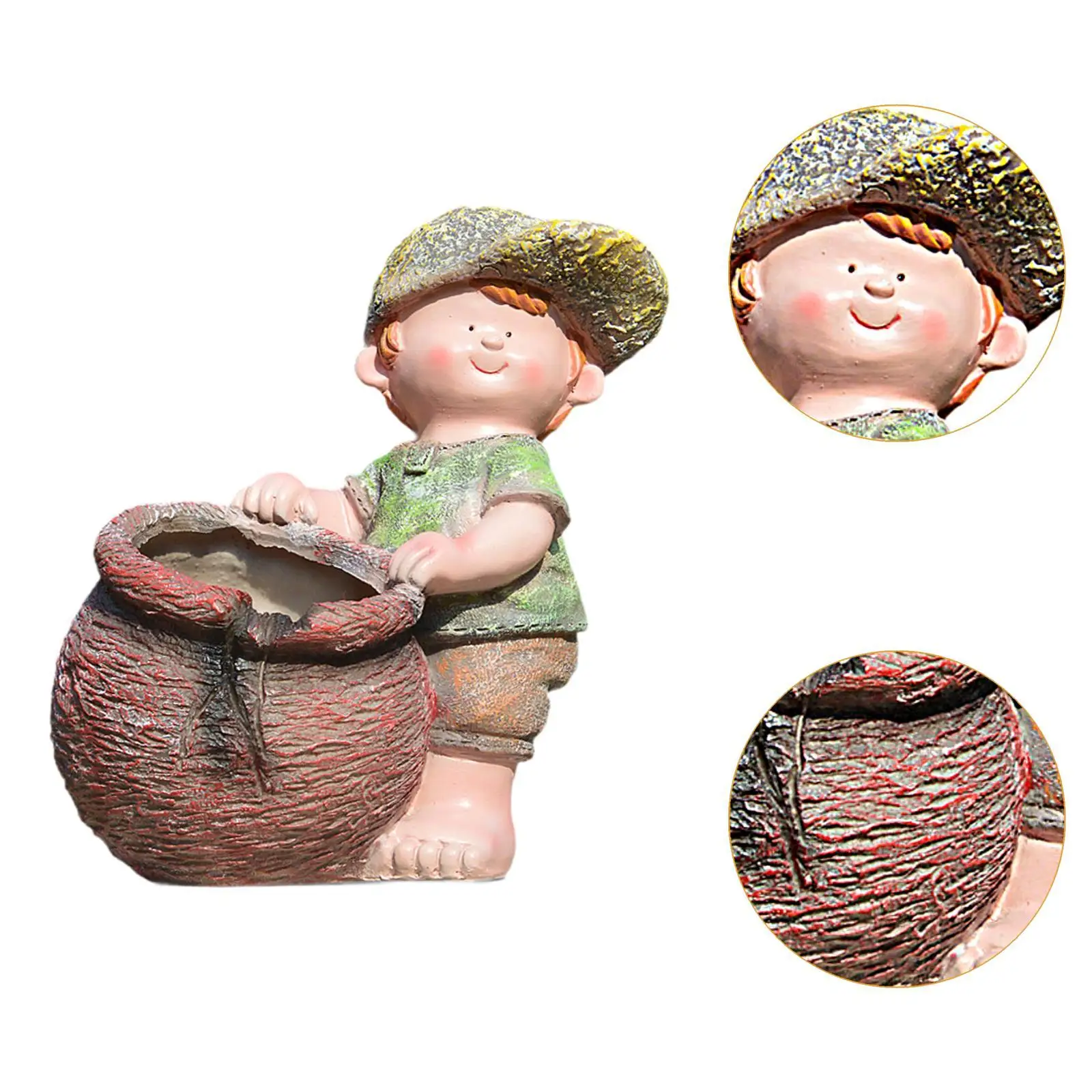Estatua de maceta de resina creativa, maceta pequeña bonita, figurita decorativa, maceta para jardín, Patio, mesa, dormitorio