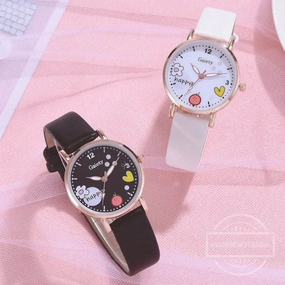 นาฬิกาเด็กสีชมพูน่ารักนาฬิกาข้อมือเด็กการ์ตูนรูปแบบควอตซ์ชุดนาฬิกาสําหรับสาวแฟชั่นนักเรียนนาฬิกาRelogio Feminino