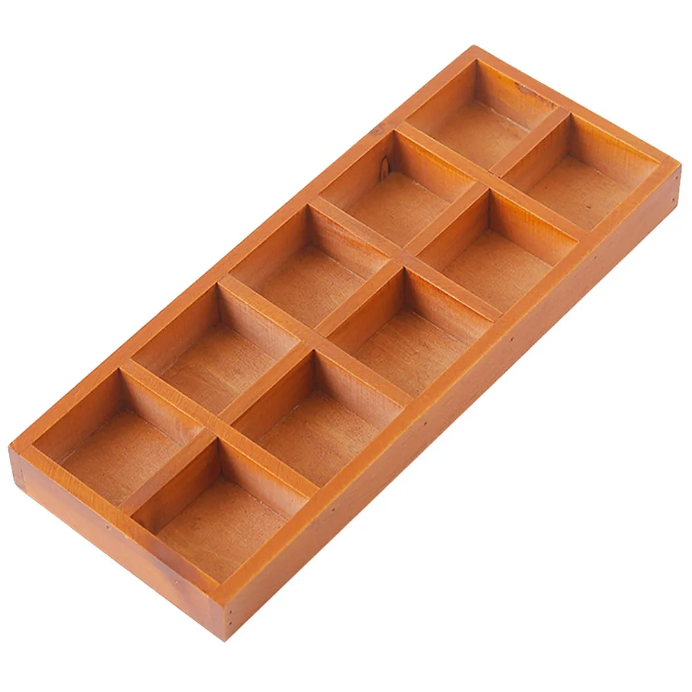 Wooden Compartment Planter Tray for Succulents Flower Pots Rustic Multi Grid Storage Box Home Office Desk Organizer Wooden
