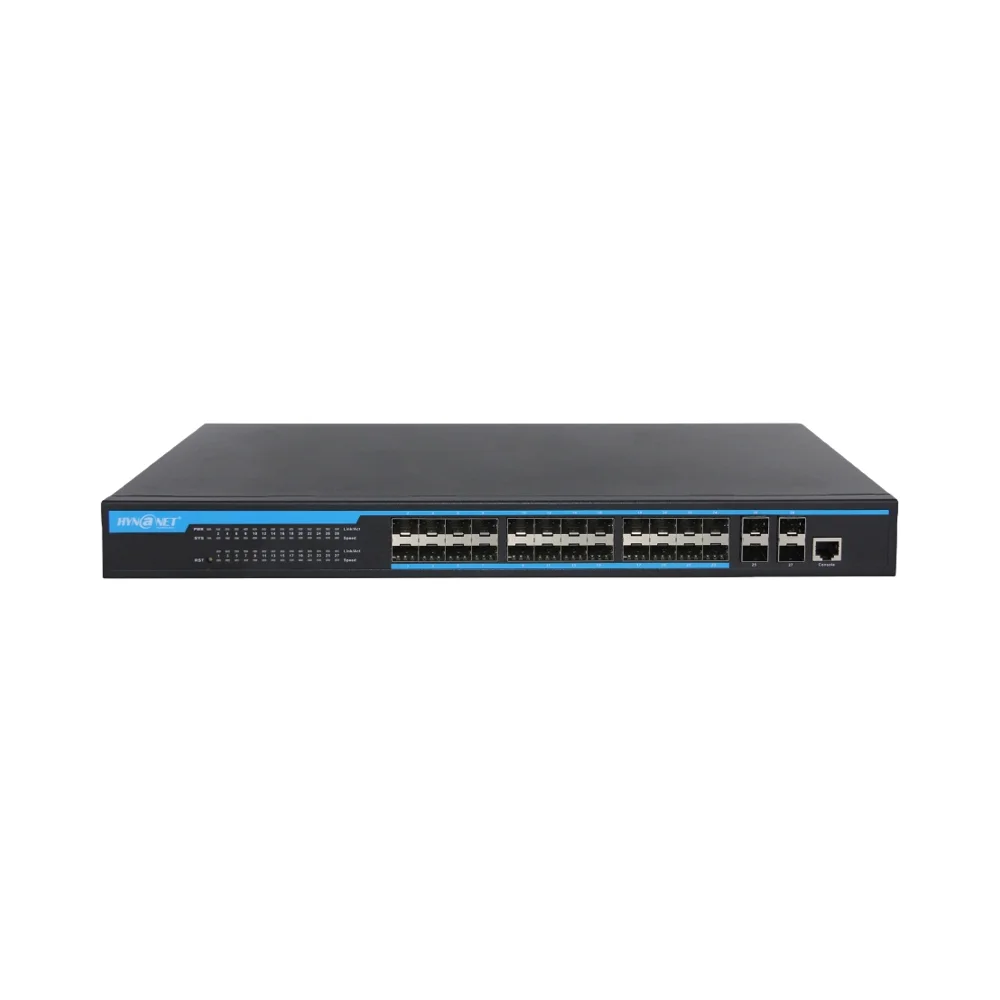 

L2 Managed Gigabit Ethernet Switch with PoE Injector 24 1G SFP & 4 10G SFP+ Ports FCC CE RoHS Certified QoS Function