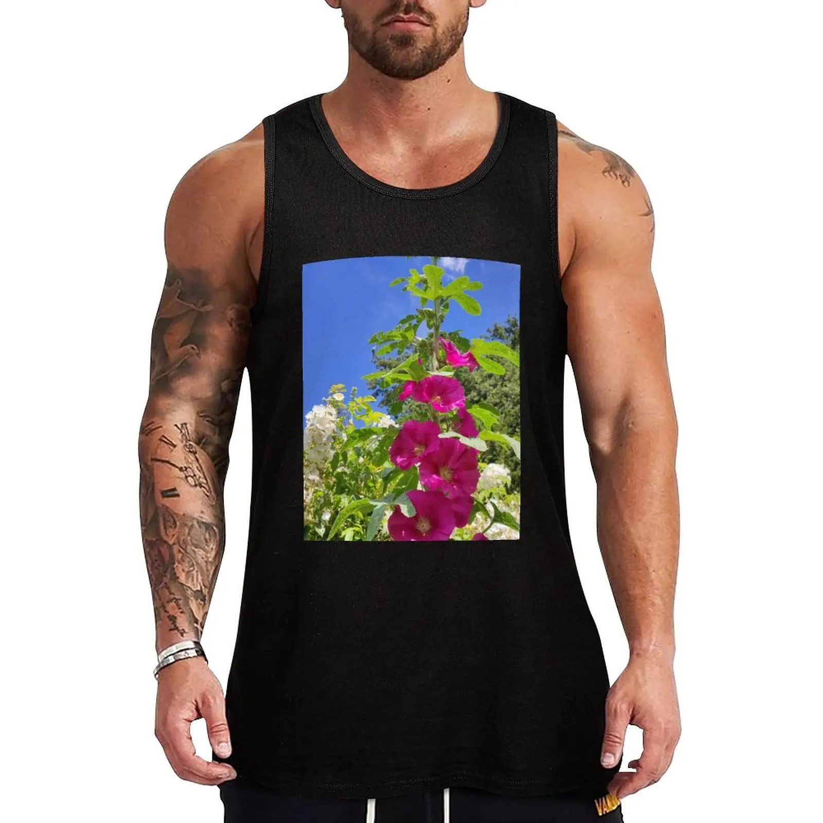 Hollyhocks, ex France now resettled in the UK Tank Top Active Wear Tank Top Quick Dry Athletic Sleeveless