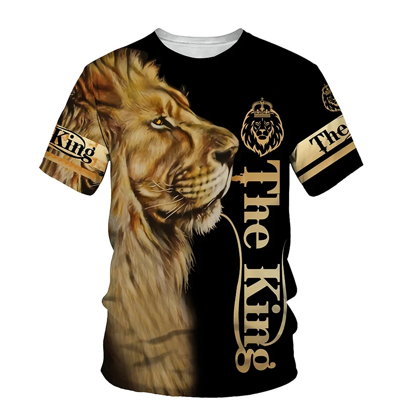 

Fashion Men's T-Shirt 3D Love Lion Print Short Sleeve Street Casual T Shirt Streetwear Oversized Tee Shirt Men Tops Clothing