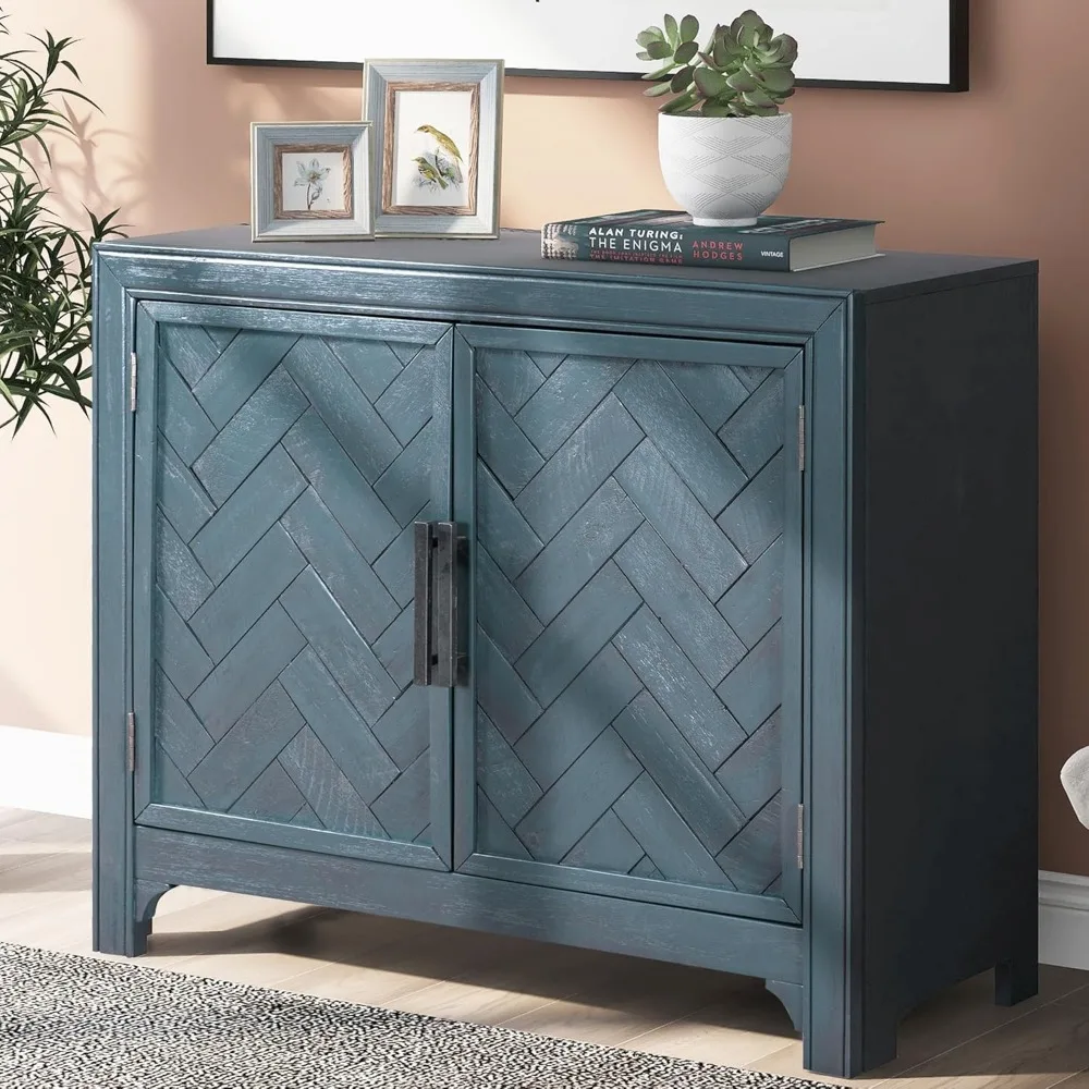 

Wooden Accent Cabinet 40-Inch Vintage Sideboard Coffee Bar 2-Door Entryway Storage Cabinet with Adjustable Shelf for Living Roo