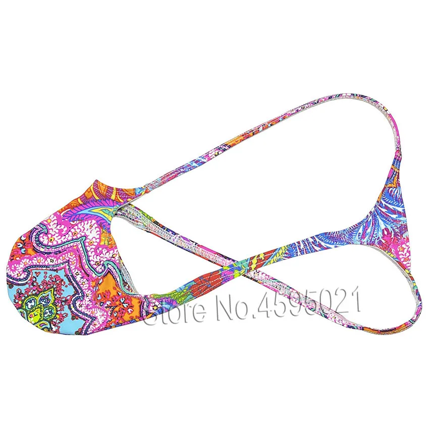 Men's Thong Sexy Underwear Enhancing Pouch Male G-string Mini Bikini Brief Lingerie Low-waist Slip Printed Beach Tangas Sunbathe