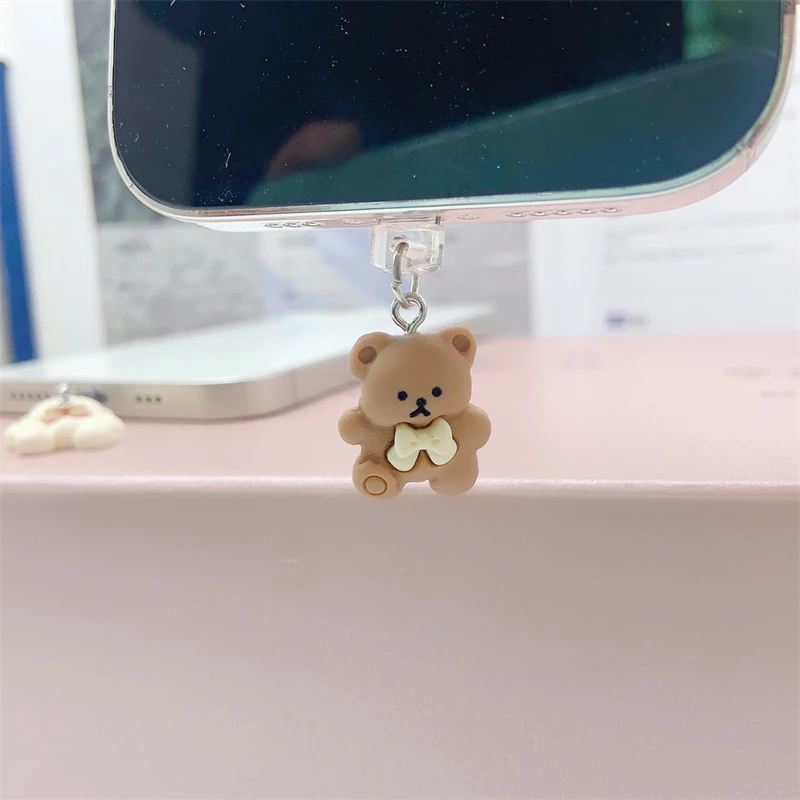 Phone Dust Plug Cute Little Bear Phone Accessory Pendant Decoration For IPhone Type-C Charging Interface