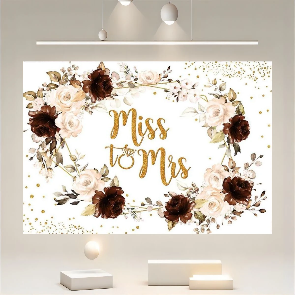 

Miss to Mrs. Background Bride Bohemian Flower Bride Groom Engagement Ceremony Background Wedding Anniversary Party Decoration