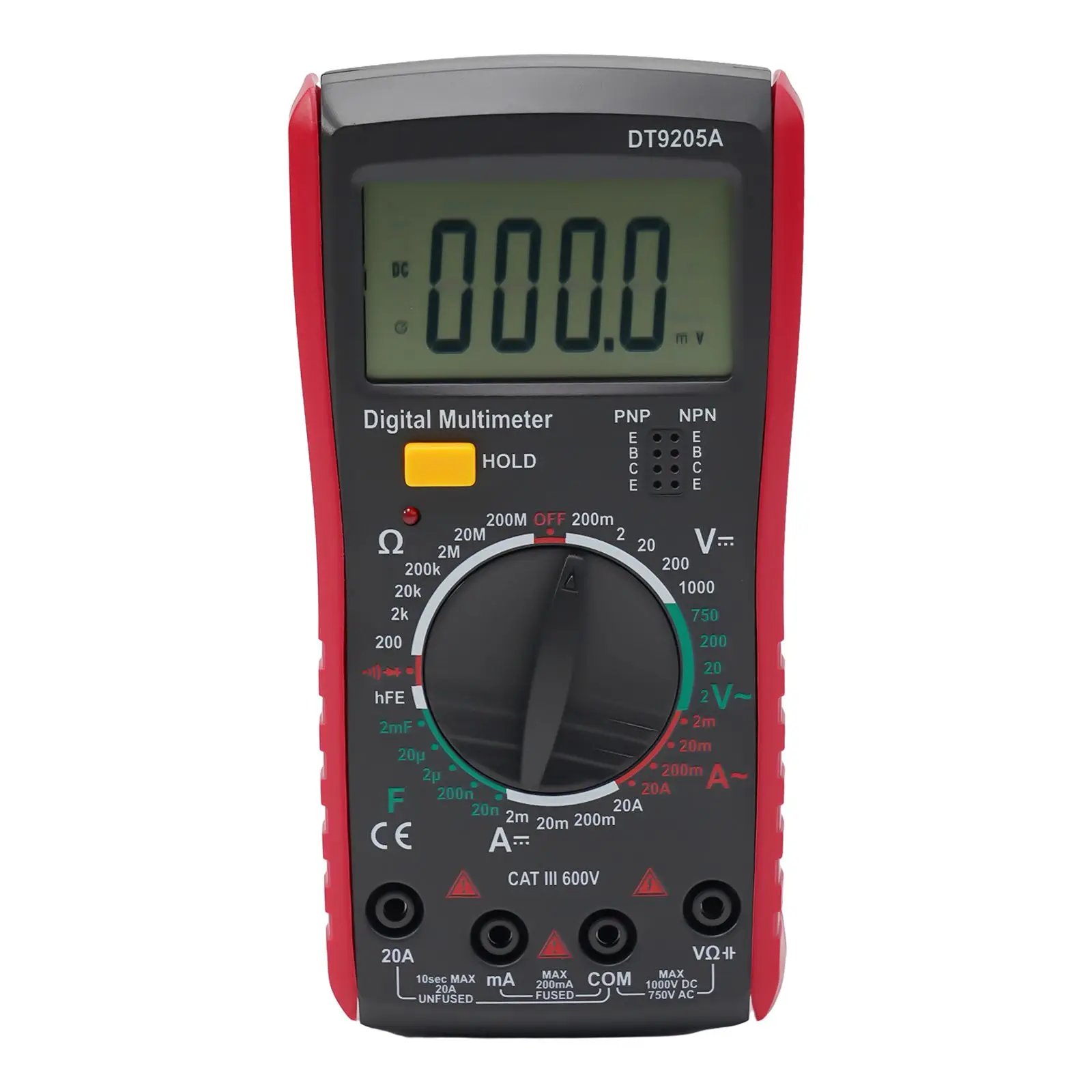 DT9205A Anti Burning Digital Multimeter with Enhanced Protection Easy Measurement Silicone Sheath Automatic Shutdown