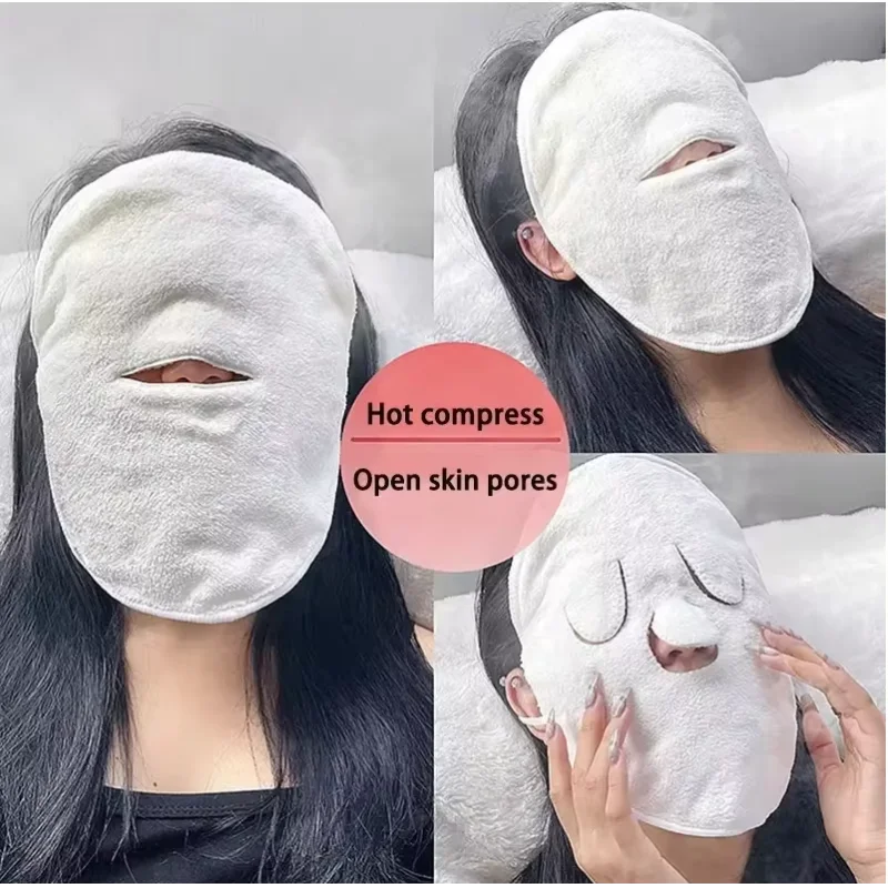 Hot Compress Towel Soft Skin-friendly Steam Heating Towel Wet Compress Steamed Face Towe Opens Skin Pore Skin Care