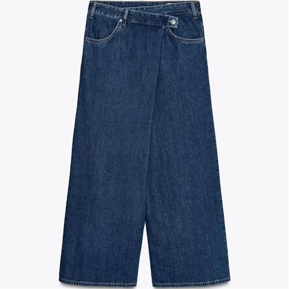 

women's wide leg straight leg jeans button pocket decoration for spring and summer new casual women's wear