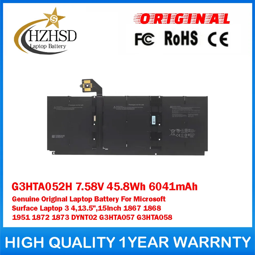 

G3HTA052H 7.58V 45.8Wh 6041mAh Genuine Original Laptop Battery For Microsoft Surface Laptop 3 4,13.5",15Inch 1867 1868 1951 1872