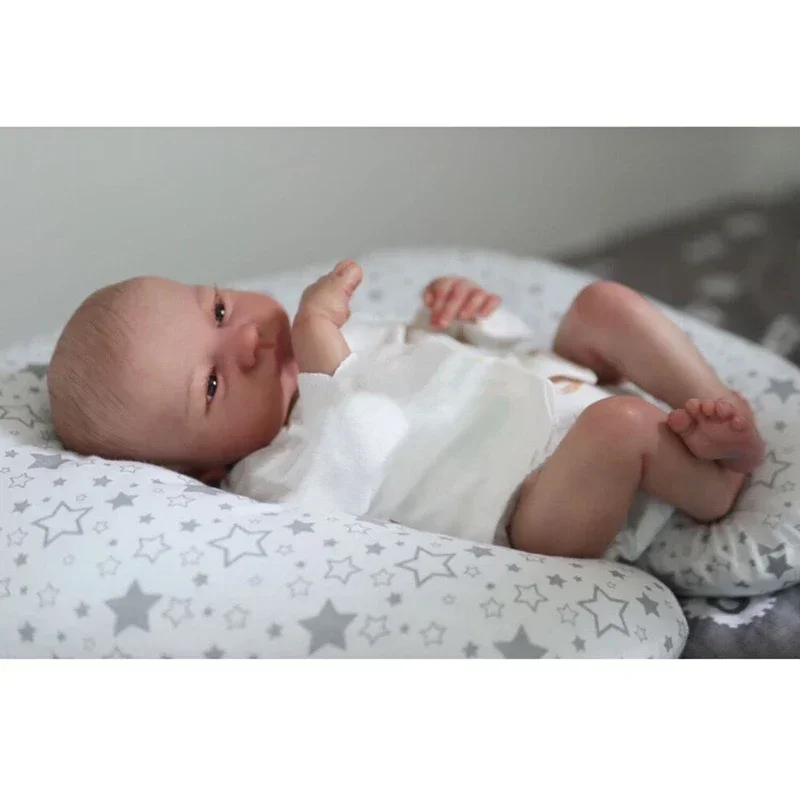 18inch Finished Reborn Baby Doll Levi Awake Newborn Baby Size Real Looking Baby Dolls 3D Skin with Visible Veins muñecas reborn