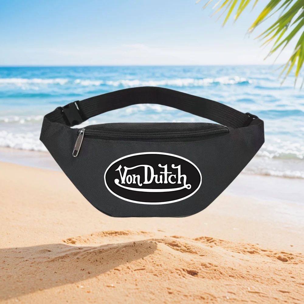 Von Dutch Logo Men's Wallet  Waist Backpack Crossbody Chest Bag Street Casual Sporty Fashionable Simple Unique Printed Design