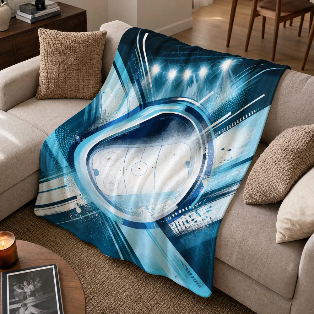 Sports Basketball Court Throw Blanket for Sofa Home Decor Blue Abstract Athletic Couch Throw Cover Living Room Accent Gift