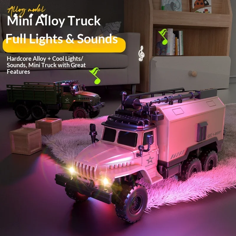 【in stock】1/64 Remote Control Car Desktop Series Mini Military Card Off road Transport Vehicle Pocket Remote Control toy