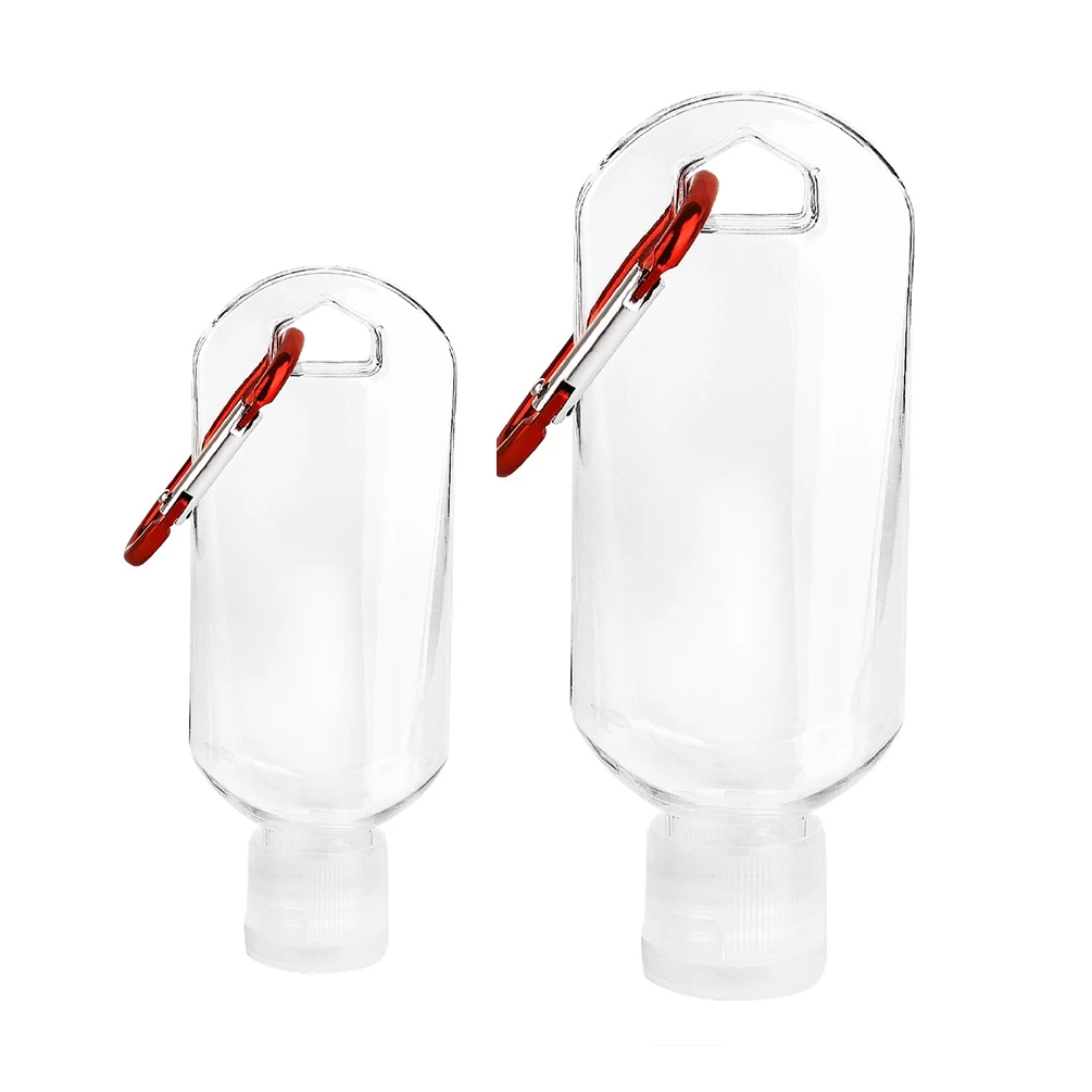 Empty Hand Sanitizer Travel Bottle 30ml 60ml Size Holder Hook Keychain Carriers Flip Cap Reusable Portable Empty Bottles