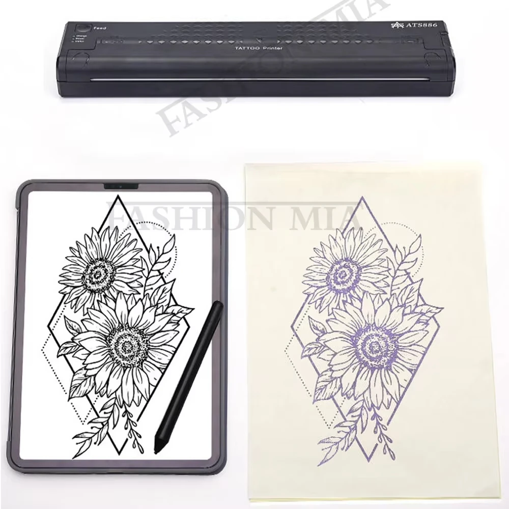 Bluetooth Wireless Tattoo Transfer Printer Machine Copier Stencil Maker Portable Thermal Stencil Maker Line Photo Drawing