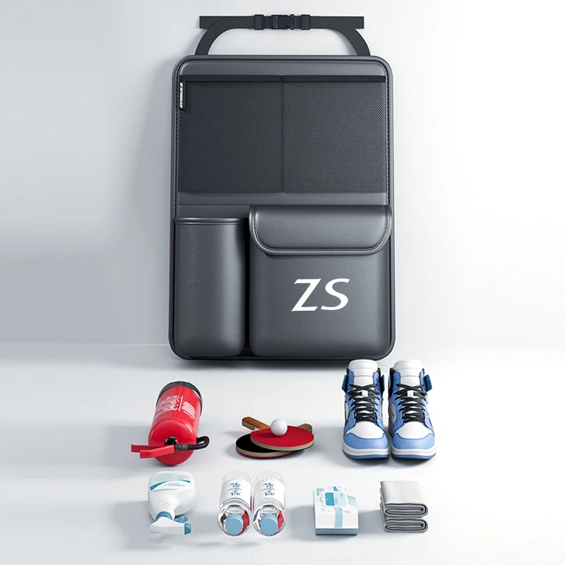 

For MG ZS Car Trunk Storage Bag Multifunctional Rear Seat Hanging Bag Leather Car Trunk Storage Box Auto Interior Accessory