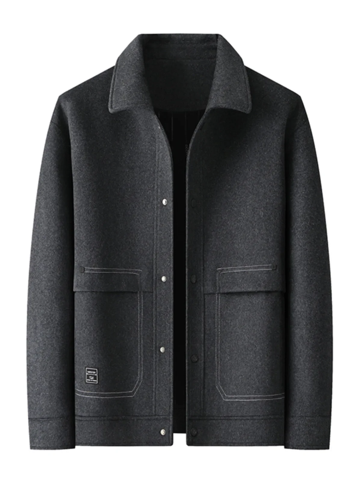 Manteau en laine à revers agrandi pour hommes, veste en laine pour jeunes, marée d'hiver, engraissement des graisses, ample