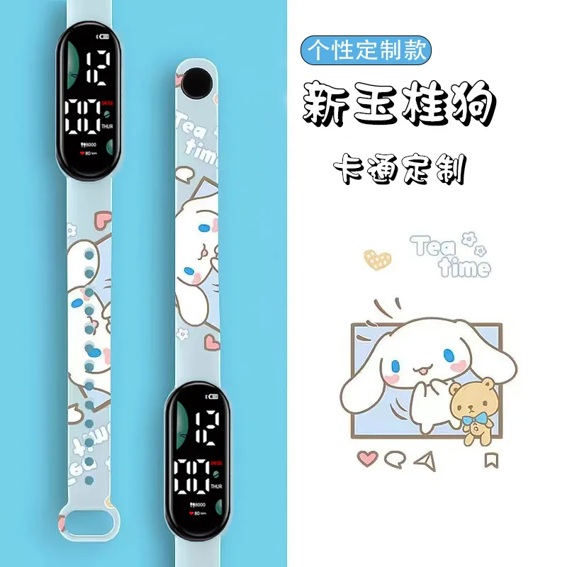 Pochacco-relojes Kuromi Cinnamoroll, reloj electrónico Led, figura de Anime, juguete para estudiantes, regalo para niños