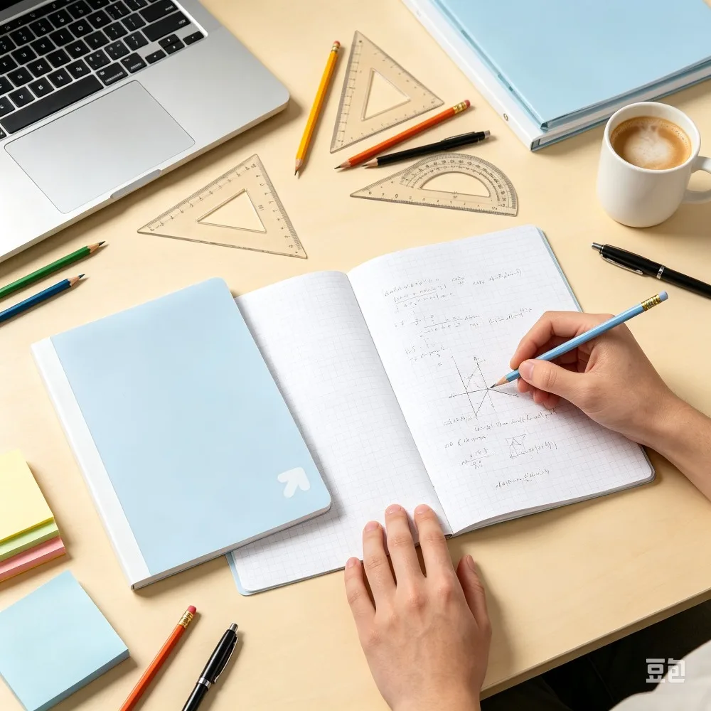 7.5" x 9.75" Quad Rule Composition Notebook, Pastel Blue Poly Cover, 80 Sheets Grid Paper Comp Book for School, Drafting & Note Taking