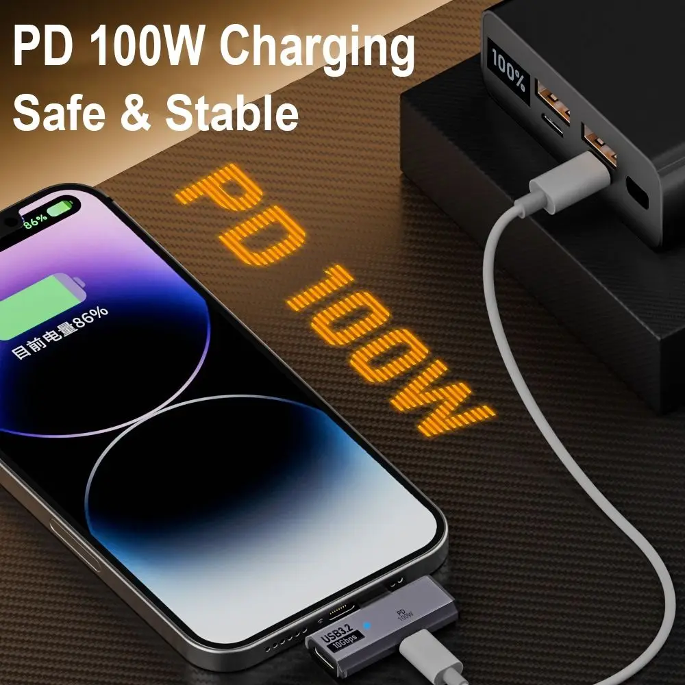 PD 100W 2 in 1 OTG Splitter 20V 5A Data Transmission Type-C Charging Converter 10Gbps Mobile Phone USB-C to USB 3.2 Adapter