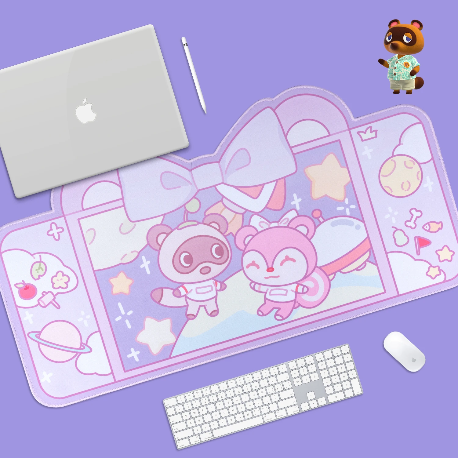 Extra Large Kawaii Gaming Mouse Pad Cute Pastel Purple Space Tom XXL Desk Mat Water Proof Nonslip Laptop Desk Accessories