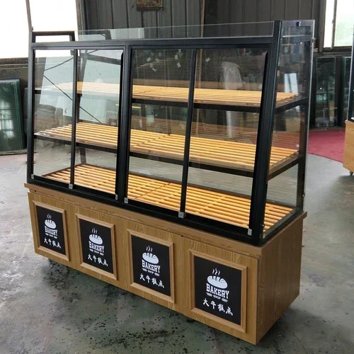 Nordic Bread Counter Side Cabinet Display Cabinet Bread Shelf Baking Cake Shop Shelf Commercial Multi-Layer Glass Middle