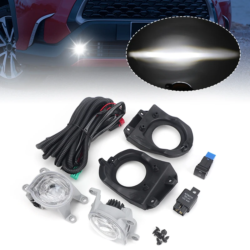 

Автомобильные противотуманные фары в сборе, белые светодиодные дневные ходовые огни, фара для Toyota Corolla Cross 2020 2021 2022 2023, автомобильные аксессуары