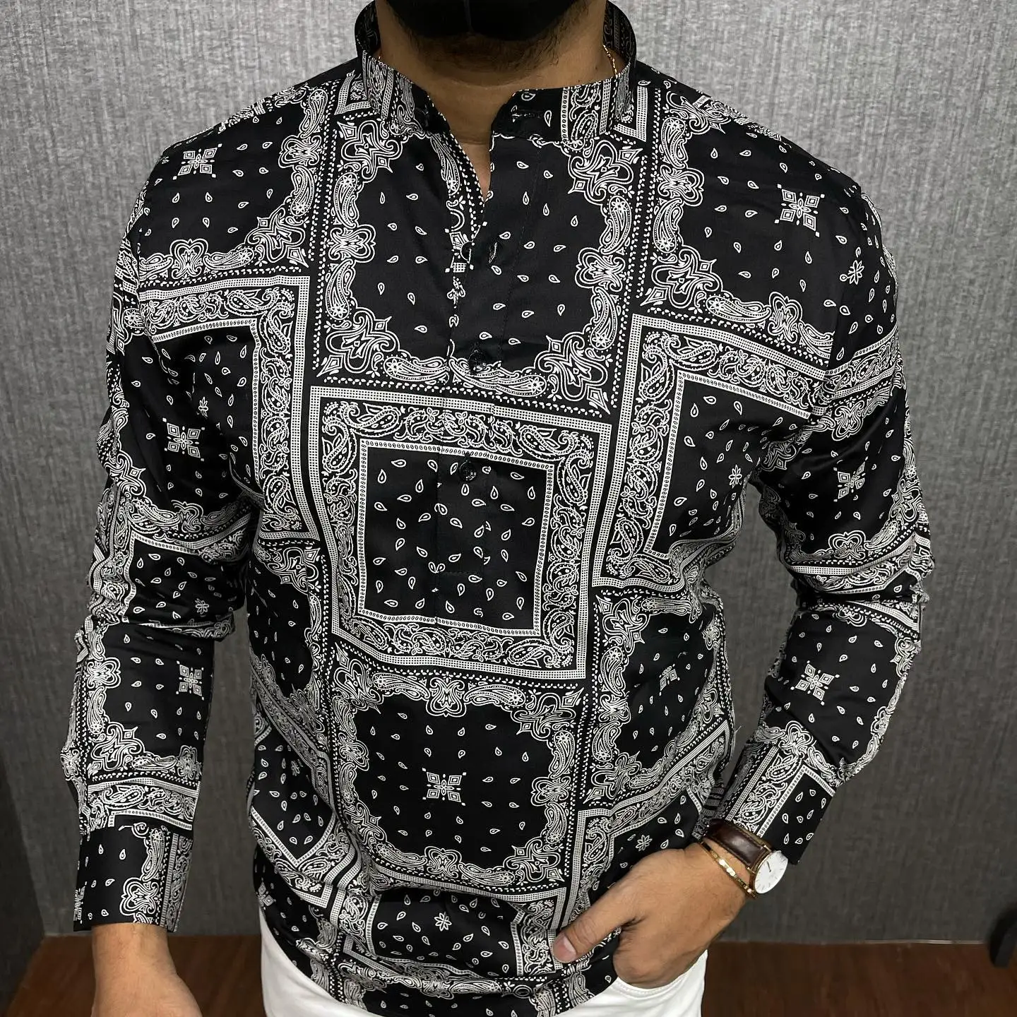 남성 아바야 토브 아랍 긴 소매 무슬림 헨리 카프탄 밴디드 플레인 가운 셔츠 남성 무슬림 카프탄 2026 내셔널 스타일