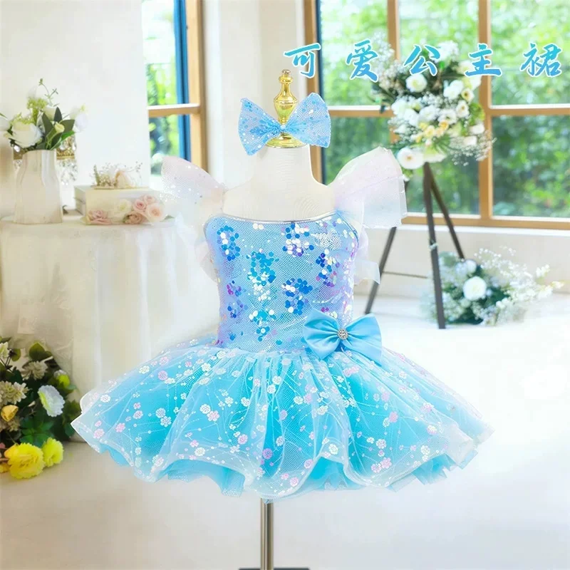 Stage Wear Festival Celebration Modern Dance Dress for Girls Sequin Lyrical Contemporary Freestyle Dance Costume Girls - view 6