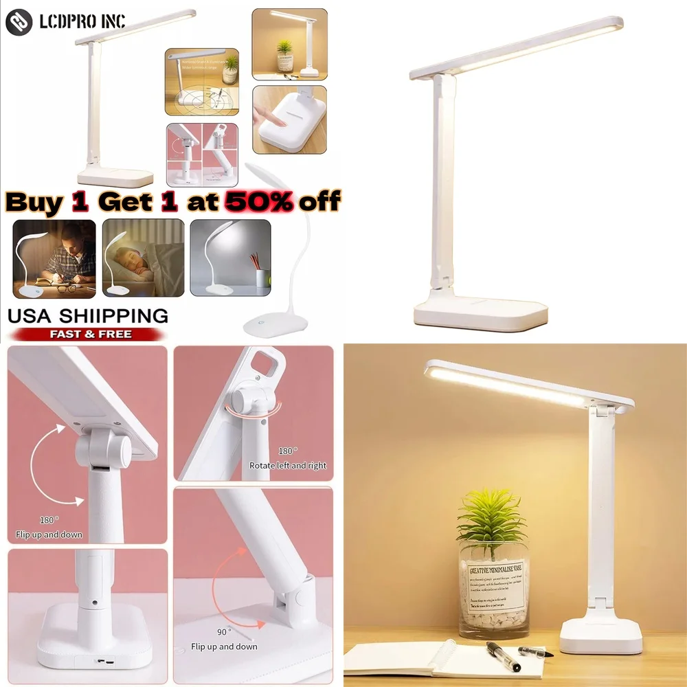 

PlugLED настольная лампа с сенсорным датчиком, регулируемая складная лампа для чтения для защиты глаз, учебы, работы, офиса, дома, настольные лампы