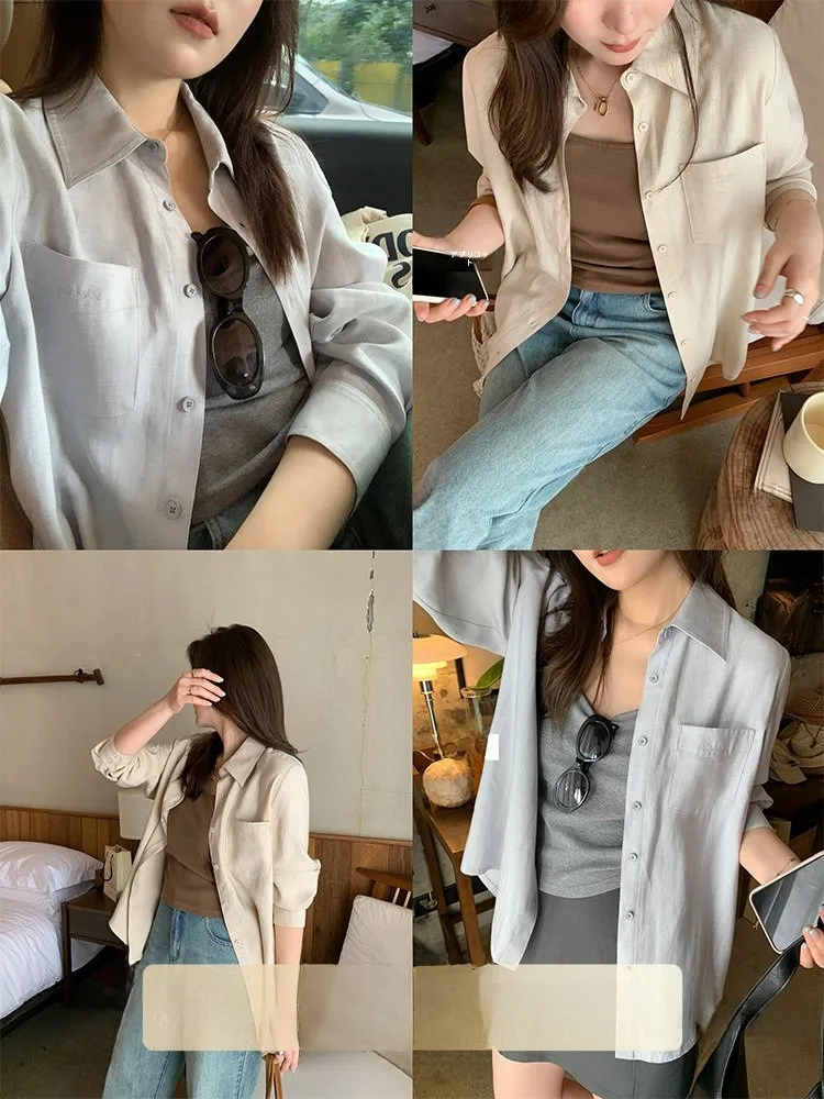 

plus Size Women's Casual Long Sleeve Shirt Beautiful Plump Sister Summer New Style Elegant Small Shirt Loose Fit Square Collar