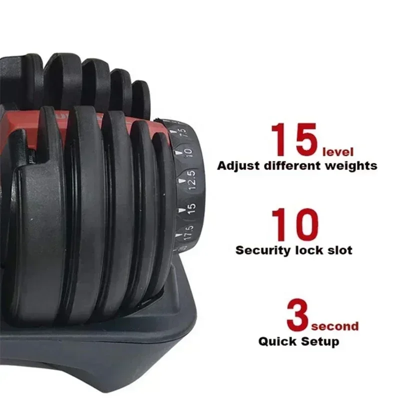 Fitness Dumbells Pair Adjustable Weight Dumbbells Set Commercial Cast Iron Logo Unisex Adjustable Dumbbell 24KG Black
