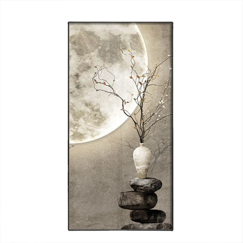 Entrance Foyer Decoration Painting Green Plants Moon Corridor Corridor Hanging Painting Entrance Living Room Mural Wall Lamp