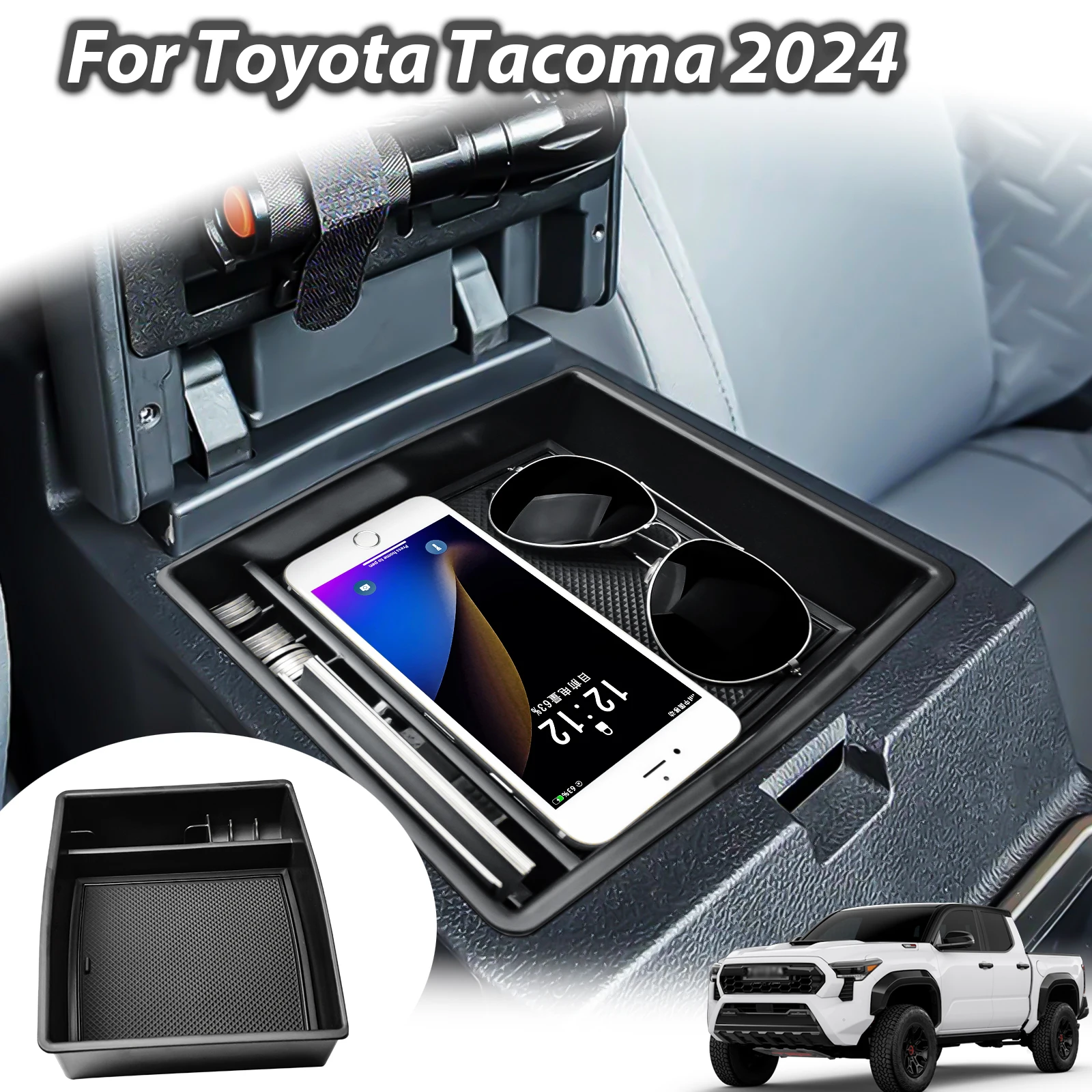 

Center Console Tray Armrest Storage Box For Toyota Tacoma 2024 Car Center Console ABS Organizer Interior Accessories Car Box