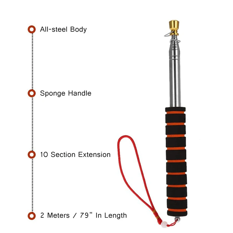 Golden Pole Head Thicker Model Guide Flagpole Sponge Cover Outdoor Coach Retractable Whip Outdoor Stainless Steel Baton