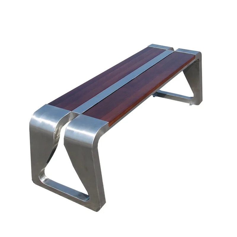 Stainless steel park chair outdoor bench bench courtyard community leisure strip seat, waiting chair anti-corrosive wood plasti
