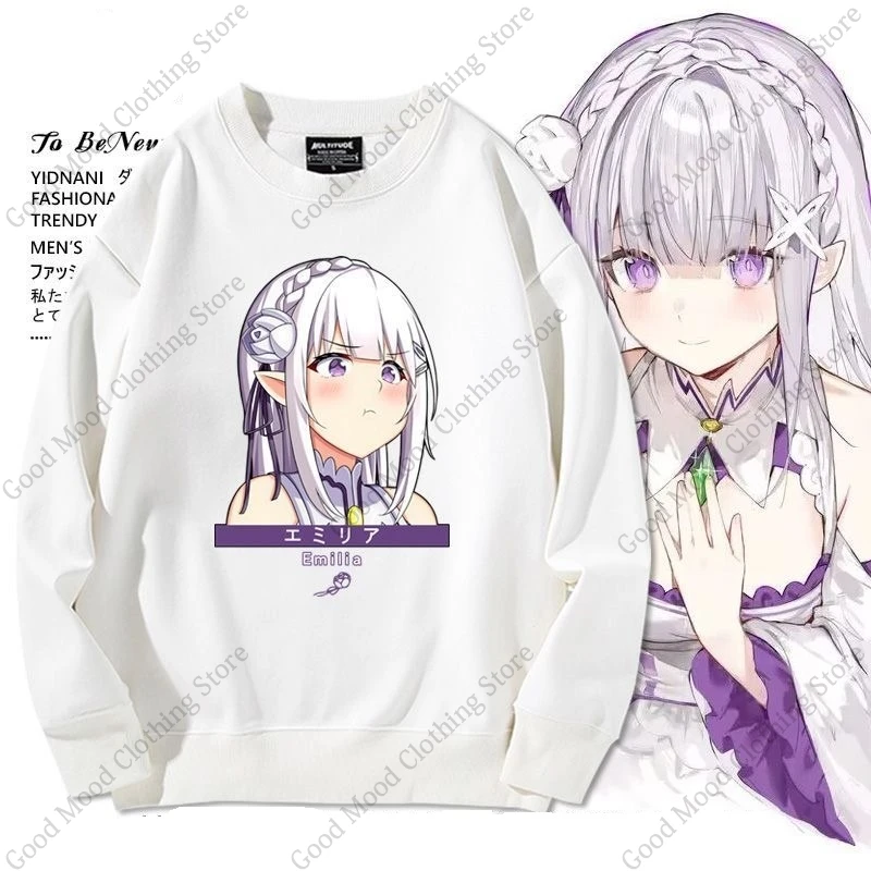 

Re ZERO Starting Life In Another World Толстовка Ram Rem Emilia Толстовка с мультяшным принтом для мужчин и женщин Теплые свободные толстые пуловеры