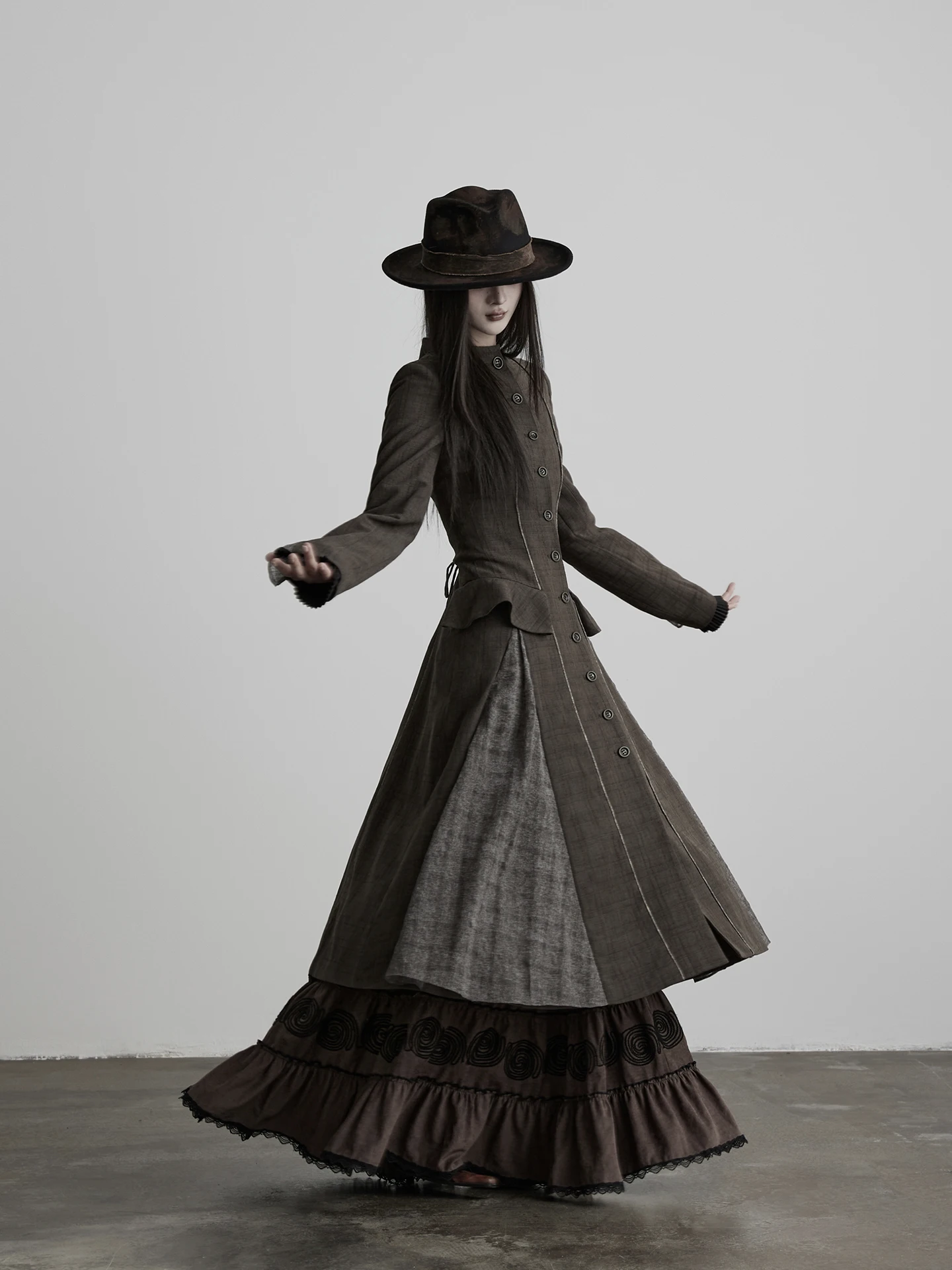 Elegant Women's Long A-Line Coat Single Button Deconstructed Waistcoat Style Polyester Fiber Thin Outerwear Daily Wear